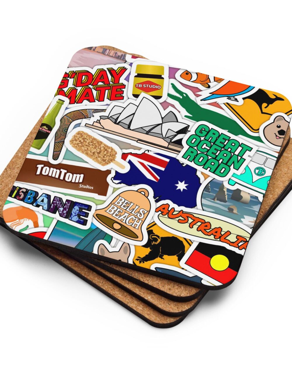 Australia Sticker Bomb Coaster